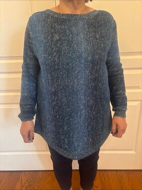 Alia Blue Marled Long Sleeve Knit Sweater